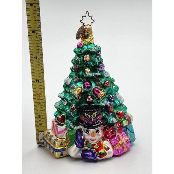 Radko CHILLIN' WONDER Christmas Ornament SNOWMAN UNDER CHRISTMAS TREE Vtg In Box - Picture 7 of 14
